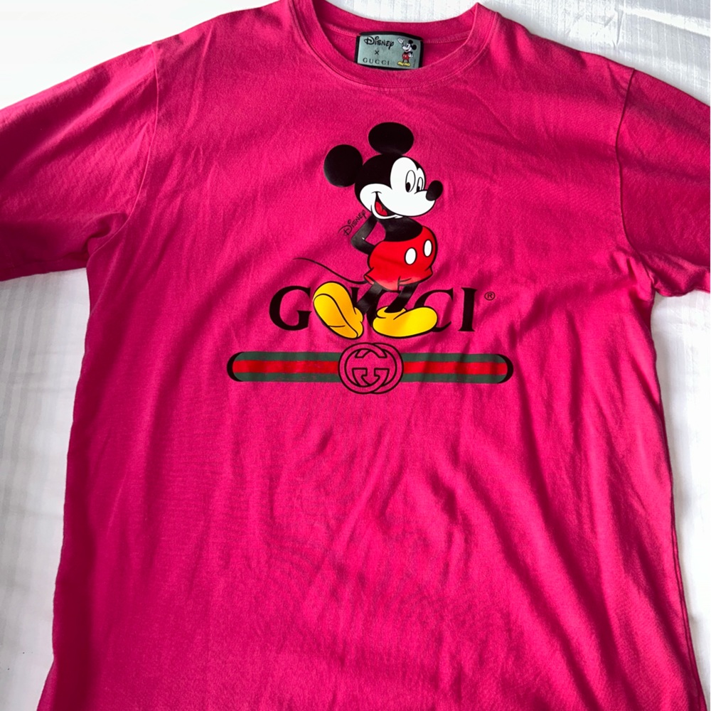 Pink Gucci Disney collab tee fron gucci store